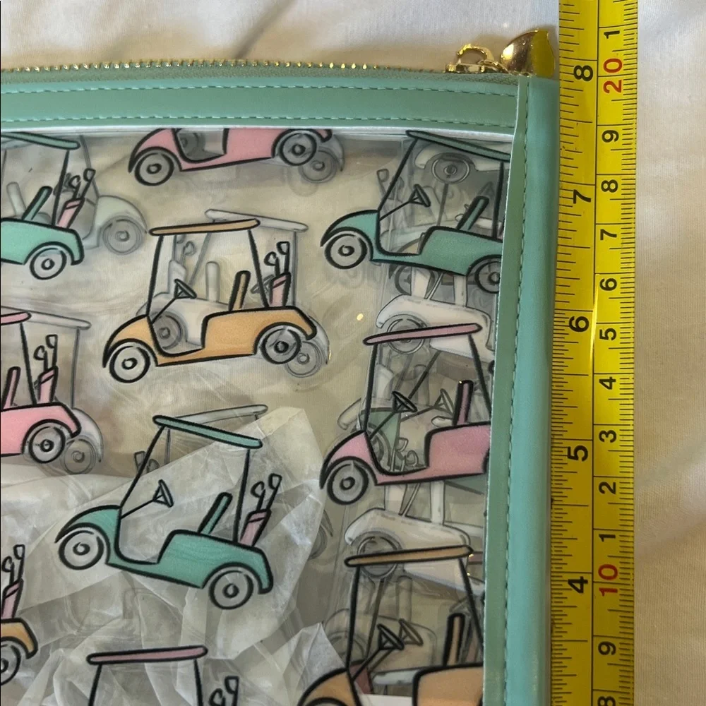 NWOT Golf Cart Print Clear Travel Pouch